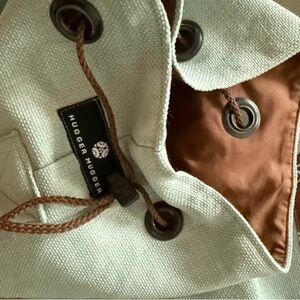 Beyond Yoga Canvas Tote in Light Sage and Brown Interior